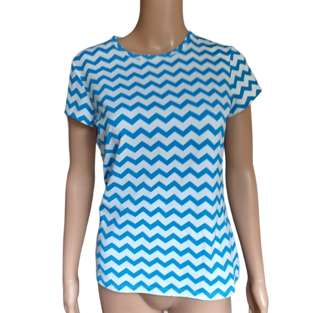 J. McLaughlin Womens Short Sleeved Top Multicolor Geometric Stretchy Nylon XS